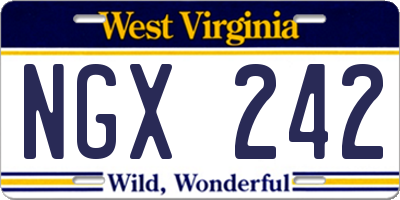WV license plate NGX242