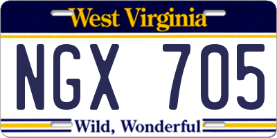 WV license plate NGX705