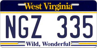 WV license plate NGZ335