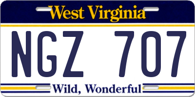 WV license plate NGZ707