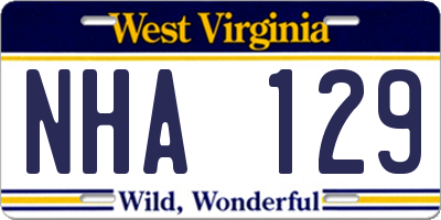 WV license plate NHA129