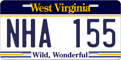WV license plate NHA155