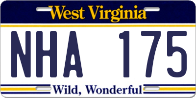 WV license plate NHA175
