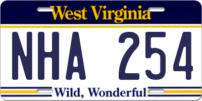 WV license plate NHA254