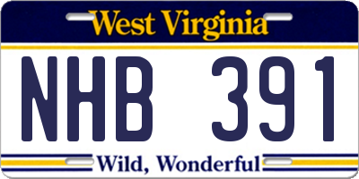 WV license plate NHB391