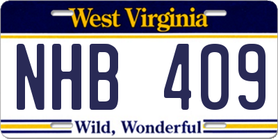 WV license plate NHB409