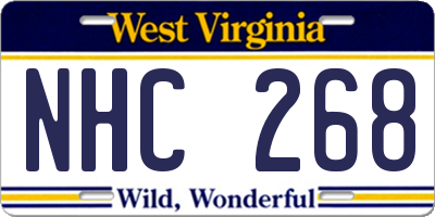 WV license plate NHC268