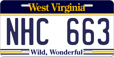 WV license plate NHC663