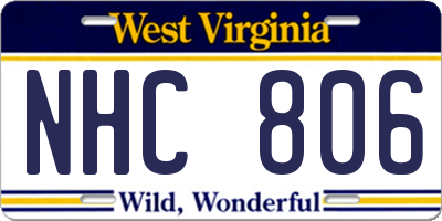 WV license plate NHC806