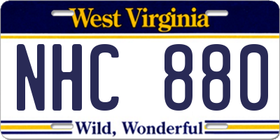 WV license plate NHC880