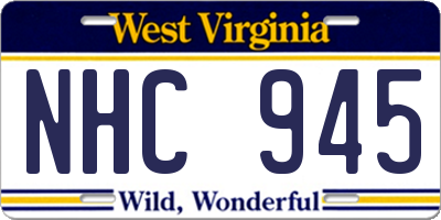 WV license plate NHC945