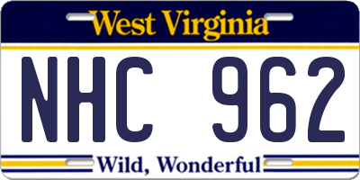 WV license plate NHC962