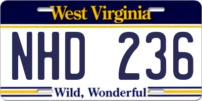WV license plate NHD236