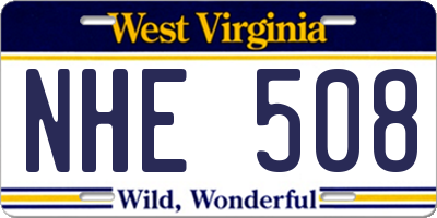 WV license plate NHE508