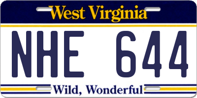 WV license plate NHE644