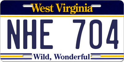 WV license plate NHE704