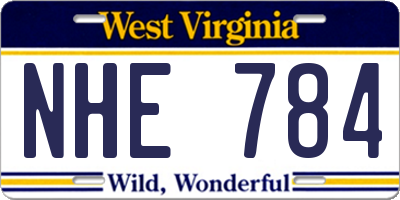 WV license plate NHE784