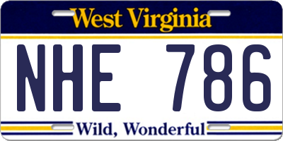 WV license plate NHE786