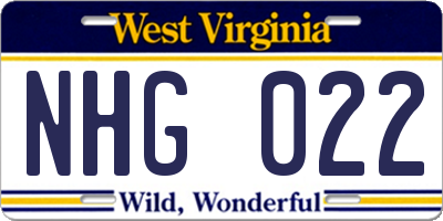 WV license plate NHG022