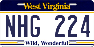 WV license plate NHG224