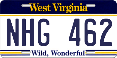 WV license plate NHG462
