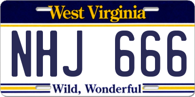 WV license plate NHJ666