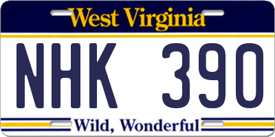WV license plate NHK390