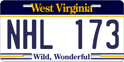 WV license plate NHL173