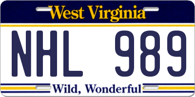 WV license plate NHL989