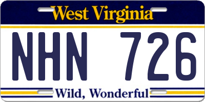 WV license plate NHN726