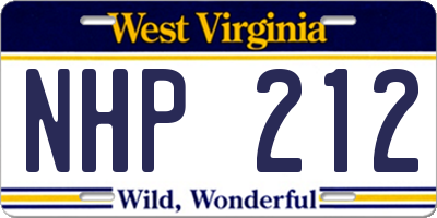 WV license plate NHP212