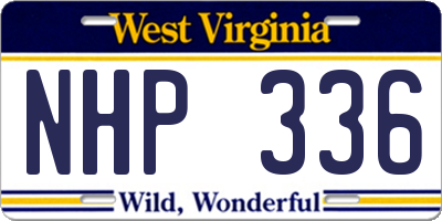 WV license plate NHP336