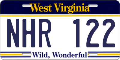 WV license plate NHR122