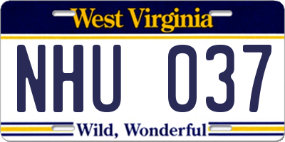 WV license plate NHU037