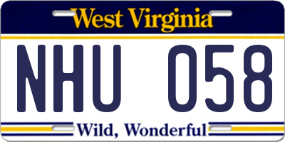 WV license plate NHU058