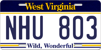 WV license plate NHU803
