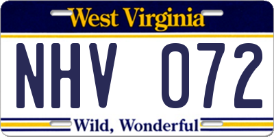 WV license plate NHV072
