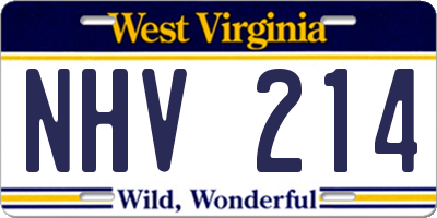 WV license plate NHV214