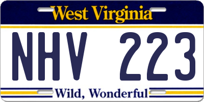 WV license plate NHV223