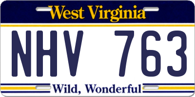 WV license plate NHV763