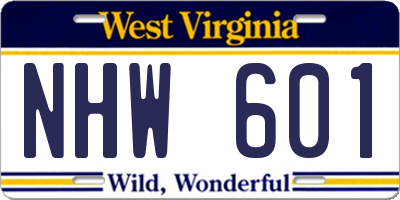 WV license plate NHW601