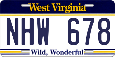 WV license plate NHW678