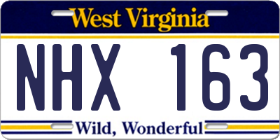 WV license plate NHX163