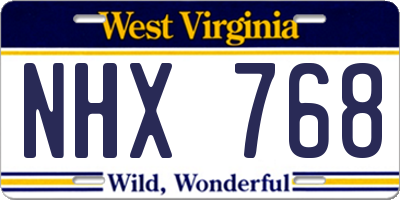 WV license plate NHX768