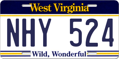 WV license plate NHY524