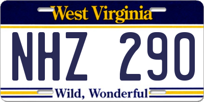 WV license plate NHZ290