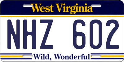WV license plate NHZ602