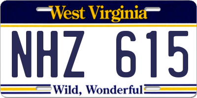 WV license plate NHZ615
