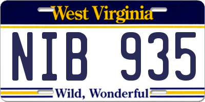 WV license plate NIB935