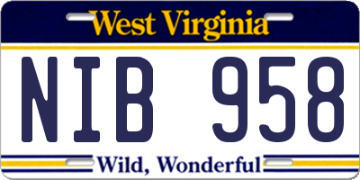 WV license plate NIB958